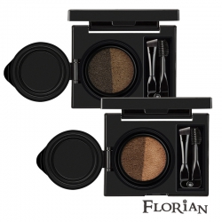 Florian 雙色氣墊眉彩盒 6g 灰褐／卡其棕 兩款可選 防水防油 附折疊眉刷